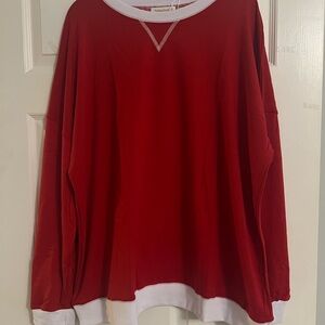 Fantaslook Red and White Long Sleeve T Shirt  Size 2X